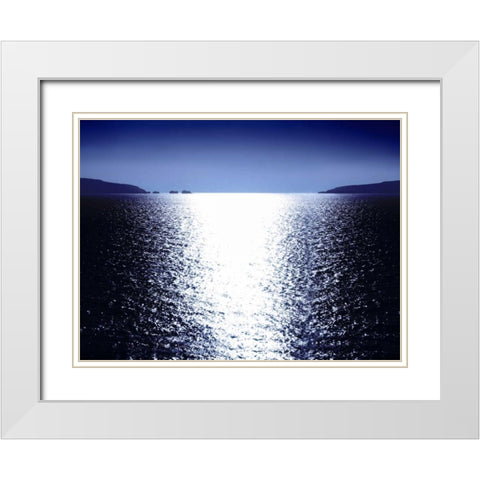 Sunlight Reflection - Blue White Modern Wood Framed Art Print with Double Matting by Olsen, Maggie