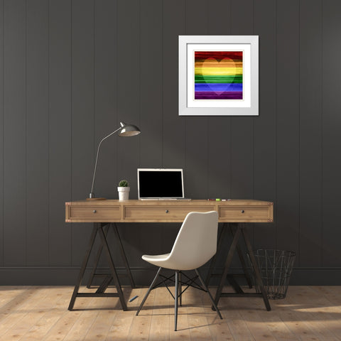 Rainbow Heart White Modern Wood Framed Art Print with Double Matting by Olsen, Maggie