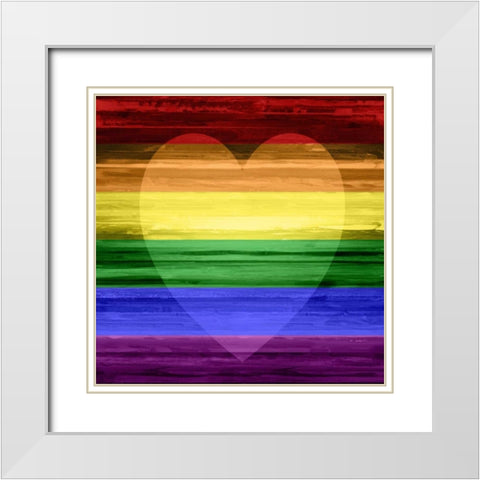 Rainbow Heart White Modern Wood Framed Art Print with Double Matting by Olsen, Maggie