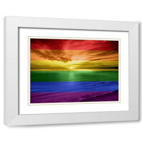 Rainbow Sunset White Modern Wood Framed Art Print with Double Matting by Olsen, Maggie