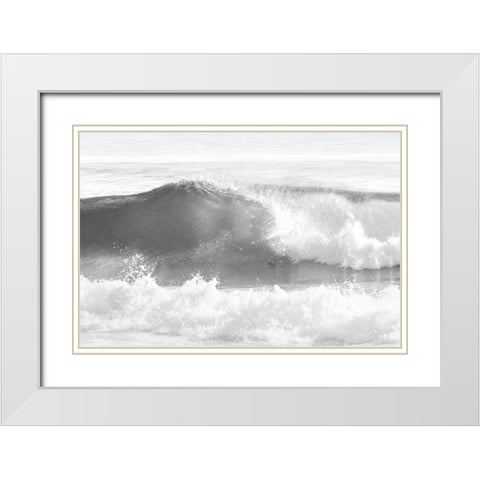 Wave I White Modern Wood Framed Art Print with Double Matting by Olsen, Maggie