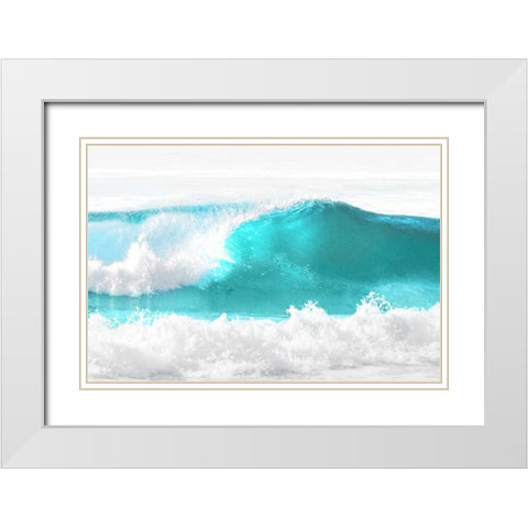 Aqua Wave I White Modern Wood Framed Art Print with Double Matting by Olsen, Maggie