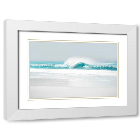 Aqua Wave II White Modern Wood Framed Art Print with Double Matting by Olsen, Maggie