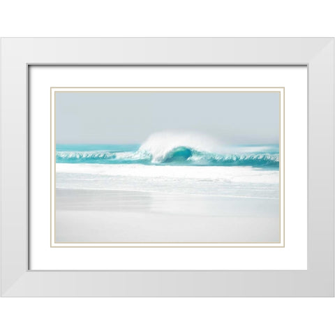 Aqua Wave II White Modern Wood Framed Art Print with Double Matting by Olsen, Maggie
