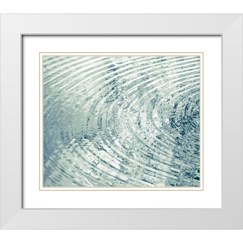 Ripples Aqua I White Modern Wood Framed Art Print with Double Matting by Olsen, Maggie
