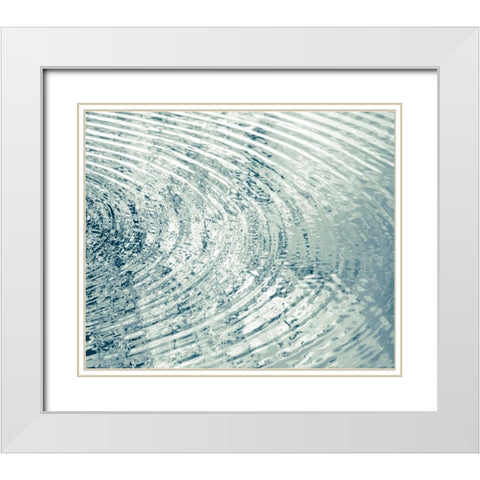 Ripples Aqua II White Modern Wood Framed Art Print with Double Matting by Olsen, Maggie