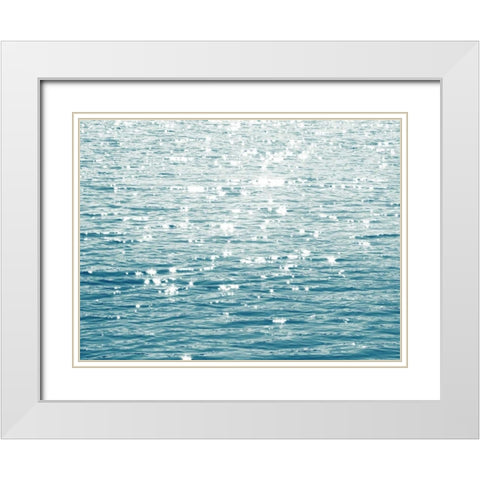 Sunlit Sea Aqua White Modern Wood Framed Art Print with Double Matting by Olsen, Maggie
