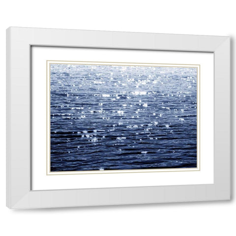Sunlit Sea Indigo White Modern Wood Framed Art Print with Double Matting by Olsen, Maggie