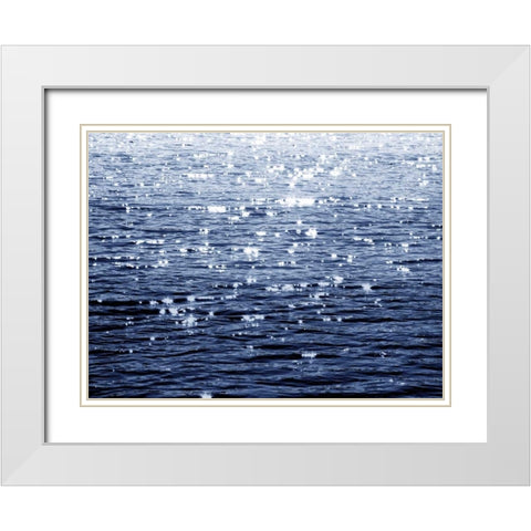 Sunlit Sea Indigo White Modern Wood Framed Art Print with Double Matting by Olsen, Maggie