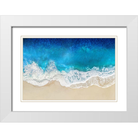 Aqua Ocean Waves From Above White Modern Wood Framed Art Print with Double Matting by Olsen, Maggie