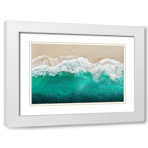 Teal Ocean Waves From Above I White Modern Wood Framed Art Print with Double Matting by Olsen, Maggie