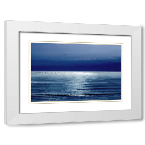 Moonlit Ocean Blue I White Modern Wood Framed Art Print with Double Matting by Olsen, Maggie