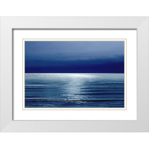 Moonlit Ocean Blue I White Modern Wood Framed Art Print with Double Matting by Olsen, Maggie