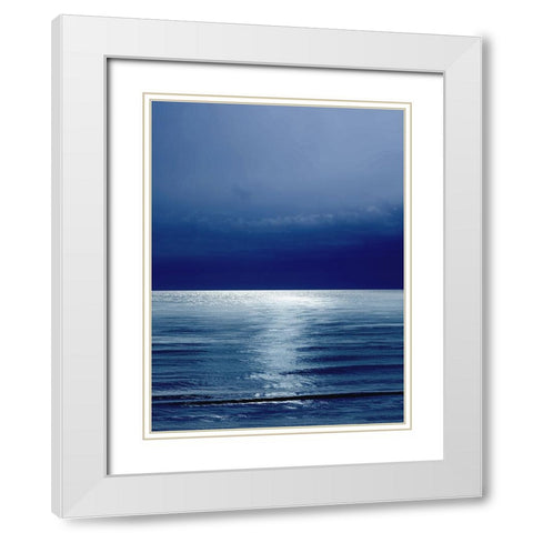 Moonlit Ocean Blue III White Modern Wood Framed Art Print with Double Matting by Olsen, Maggie