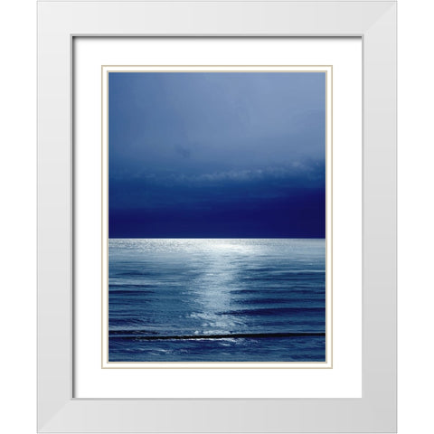 Moonlit Ocean Blue III White Modern Wood Framed Art Print with Double Matting by Olsen, Maggie