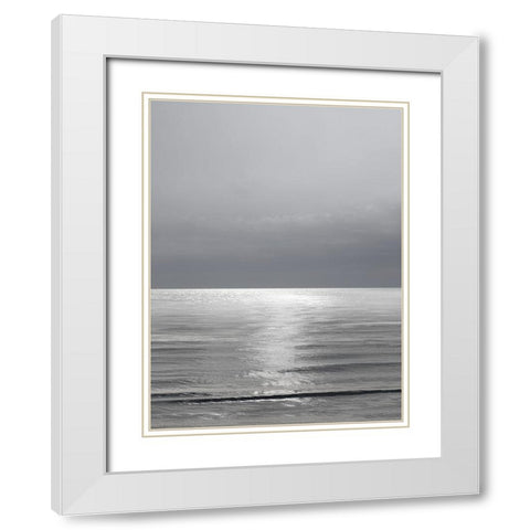 Moonlit Ocean Gray III White Modern Wood Framed Art Print with Double Matting by Olsen, Maggie