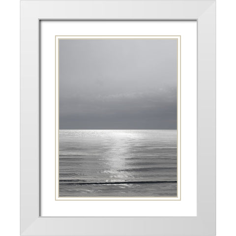 Moonlit Ocean Gray III White Modern Wood Framed Art Print with Double Matting by Olsen, Maggie