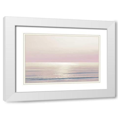 Moonlit Ocean Pink Blush I White Modern Wood Framed Art Print with Double Matting by Olsen, Maggie