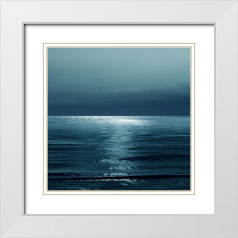 Moonlit Ocean Teal II White Modern Wood Framed Art Print with Double Matting by Olsen, Maggie