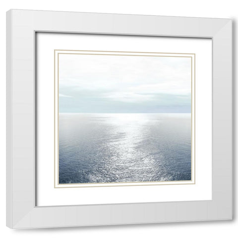 Ocean Light Blue I White Modern Wood Framed Art Print with Double Matting by Olsen, Maggie