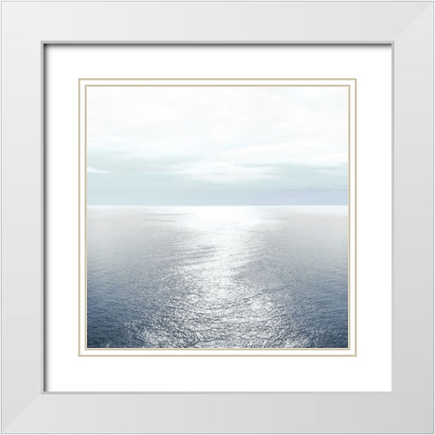 Ocean Light Blue I White Modern Wood Framed Art Print with Double Matting by Olsen, Maggie