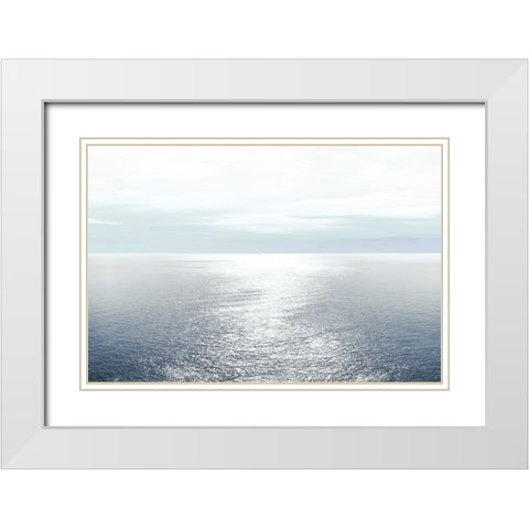 Ocean Light Blue II White Modern Wood Framed Art Print with Double Matting by Olsen, Maggie