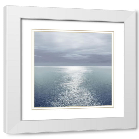 Ocean Light Blue III White Modern Wood Framed Art Print with Double Matting by Olsen, Maggie