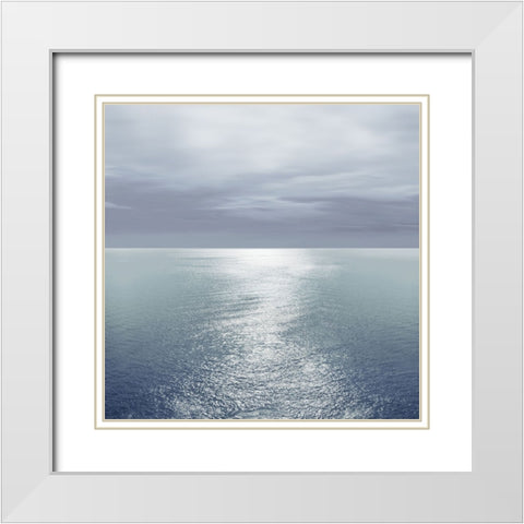 Ocean Light Blue III White Modern Wood Framed Art Print with Double Matting by Olsen, Maggie