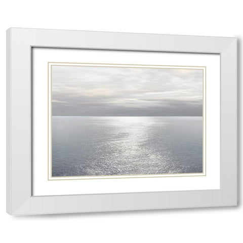Ocean Light Gray II White Modern Wood Framed Art Print with Double Matting by Olsen, Maggie
