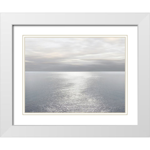 Ocean Light Gray II White Modern Wood Framed Art Print with Double Matting by Olsen, Maggie