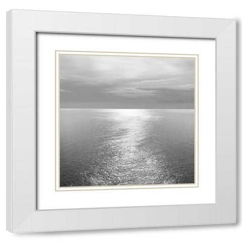 Ocean Light Gray III White Modern Wood Framed Art Print with Double Matting by Olsen, Maggie