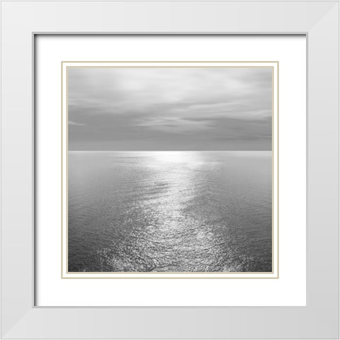Ocean Light Gray III White Modern Wood Framed Art Print with Double Matting by Olsen, Maggie