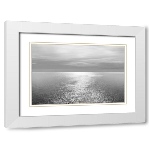 Ocean Light Gray IV White Modern Wood Framed Art Print with Double Matting by Olsen, Maggie