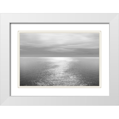 Ocean Light Gray IV White Modern Wood Framed Art Print with Double Matting by Olsen, Maggie