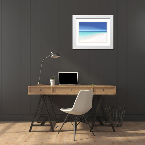 Waters Edge V White Modern Wood Framed Art Print with Double Matting by Olsen, Maggie