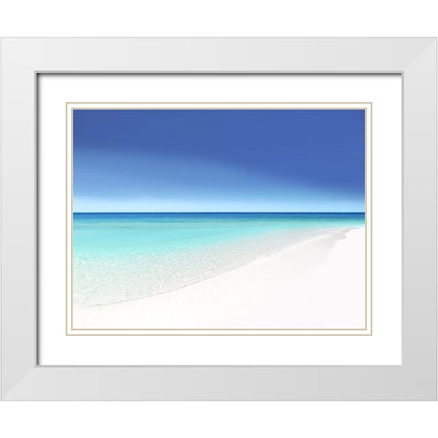 Waters Edge V White Modern Wood Framed Art Print with Double Matting by Olsen, Maggie
