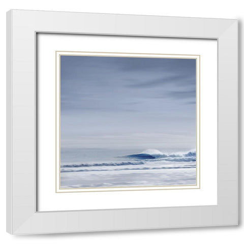 Wave Break Blue White Modern Wood Framed Art Print with Double Matting by Olsen, Maggie
