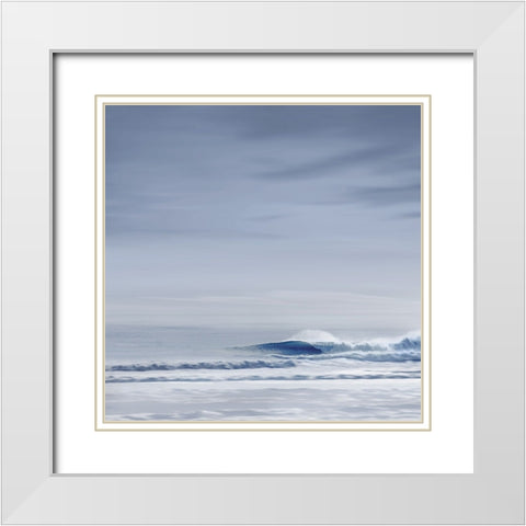 Wave Break Blue White Modern Wood Framed Art Print with Double Matting by Olsen, Maggie