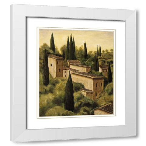 Tuscan Hillside I White Modern Wood Framed Art Print with Double Matting by Moretti, Maurizio