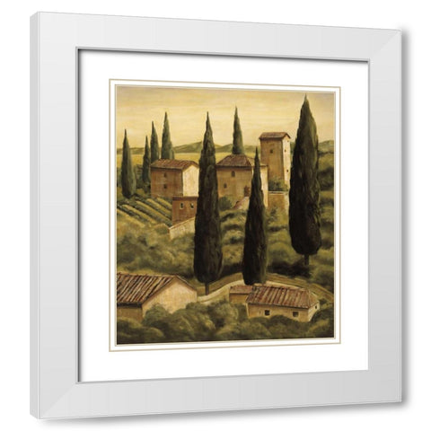 Tuscan Hillside II White Modern Wood Framed Art Print with Double Matting by Moretti, Maurizio