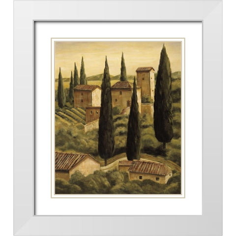 Tuscan Hillside II White Modern Wood Framed Art Print with Double Matting by Moretti, Maurizio