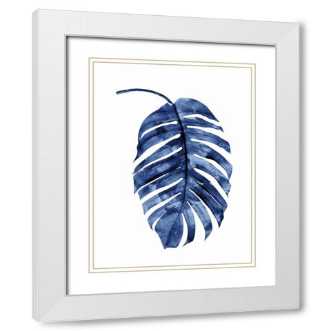 Indigo Palm II White Modern Wood Framed Art Print with Double Matting by Miller, Melonie