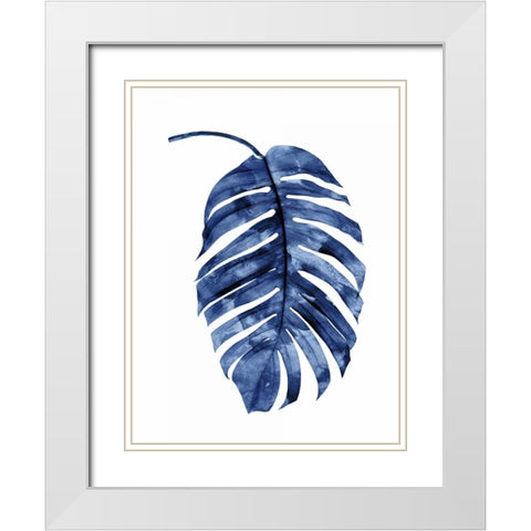 Indigo Palm II White Modern Wood Framed Art Print with Double Matting by Miller, Melonie