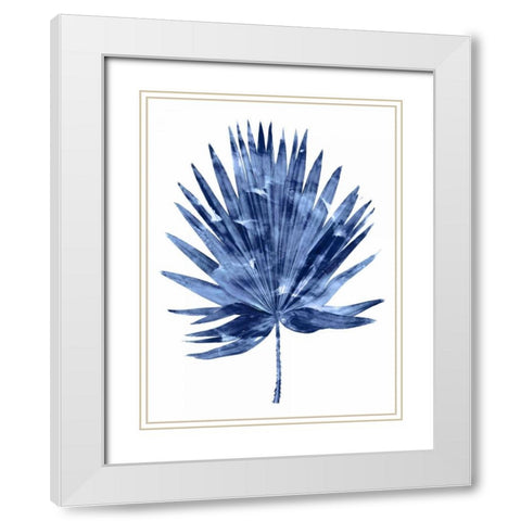 Indigo Palm IV White Modern Wood Framed Art Print with Double Matting by Miller, Melonie