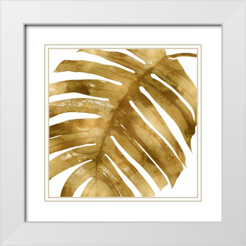 Tropical Gold Palm II White Modern Wood Framed Art Print with Double Matting by Miller, Melonie