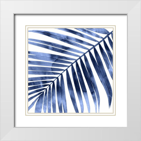 Tropical Indigo Palm I White Modern Wood Framed Art Print with Double Matting by Miller, Melonie