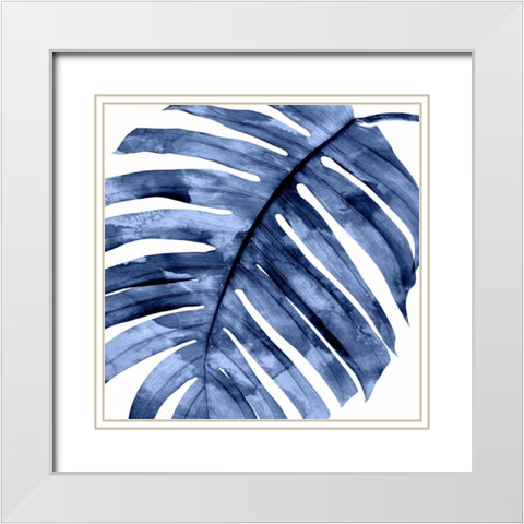 Tropical Indigo Palm II White Modern Wood Framed Art Print with Double Matting by Miller, Melonie