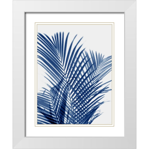 Palm Shadows Indigo I White Modern Wood Framed Art Print with Double Matting by Miller, Melonie