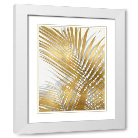 Palm Shadows Gold I White Modern Wood Framed Art Print with Double Matting by Miller, Melonie