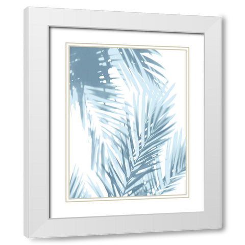 Palm Shadows Aqua II White Modern Wood Framed Art Print with Double Matting by Miller, Melonie